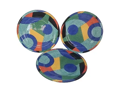 Victoria Beale Salad Plates Geometric Modern Multi Color Accents Set Of 3  • $26.99