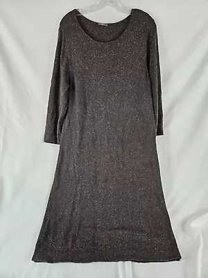 J. Jill Size L Charcoal Gray Long Sleeve Silk Blend Knit Sweater Dress • $26.99