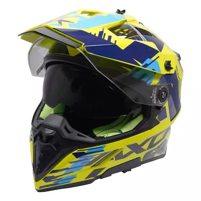 Axor X-Cross Adventure Full Face Motorcycle Motorbike Helmet - Gloss Blue Yellow • $104