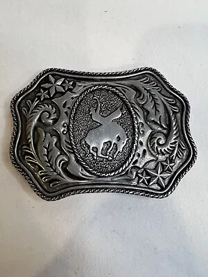 VINTAGE Belt Buckle Western Cowboy Bull Rider • $13.25