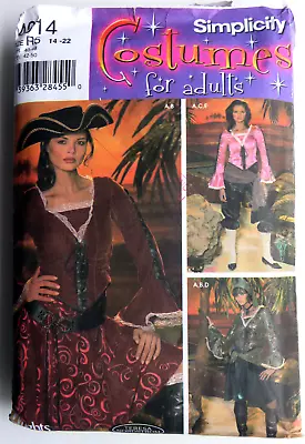 Simplicity 4914 Size 14-22 Pirate Costume Skirt Top Scarf Sash Pants • $10