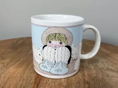 Vintage Michel & Co. White Mug Girl Sitting With Bunnies Made In Japan VTG • $17