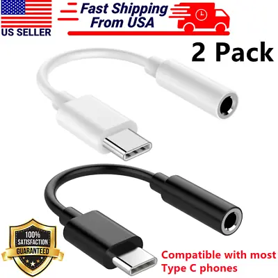 $4.99 • Buy 2 Pack USB-C Type C Adapter Port To 3.5mm Aux Jack Ear/Headphone For Samsung S21