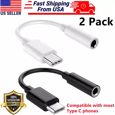 2 Pack USB-C Type C Adapter To 3.5mm Aux Jack Headphone For Samsung For IPhone • $4.25