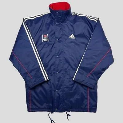 Vintage Adidas England Rugby Union Coat Mens XL RFU Managers Jacket Training 90s • £27.95