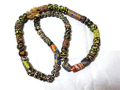 Venetian Glass Trade Beads Millefiori Wound Africa Strand Of Antique Rare # • £340