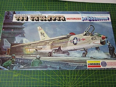 Lindberg F8U Crusader Motorized Jet Sound 1/48 Scale Model Kit # 2507M Vintage • $24.95