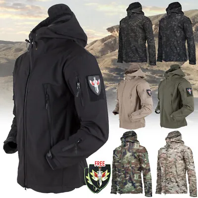 Mens Tactical Coat Combat Waterproof Jacket Winter Warm Hooded Outdoor Jacket • £22.79