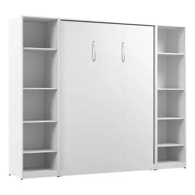 Bestar USA Claremont Wood Full Murphy Bed With Closet Organizers In White • $1482.64