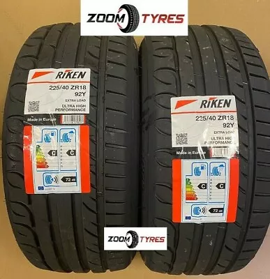 2 X RIKEN 225 40 18  MADE BY MICHELIN TYRES UHP 92Y FREE NEXT DAY  2254018 • £139.90