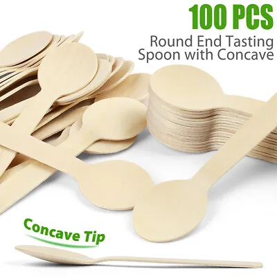 4  Mini Wooden Spoons 100ct Disposable Test Biodegradable Compostable Birchwood • $6.64