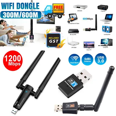 New USB Wireless 1200Mbps WiFi Network Receiver Adapter 5GHz Dual Band Dongle AU • $10.02