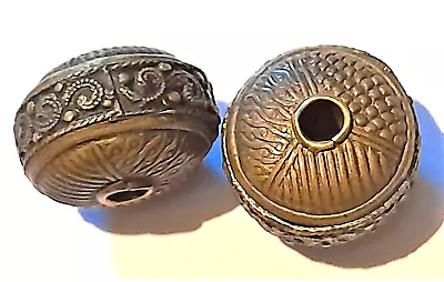 Ojime Inro Bead Japanese Antique Meiji Era Brass Bronze Circular High Detail X2 • £20