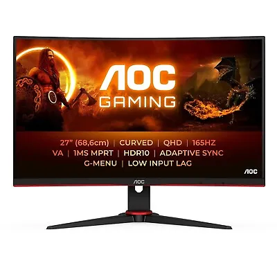 AOC CQ27G2S 27  QHD 165Hz Curved Gaming Monitor CQ27G2S/BK • £215.97