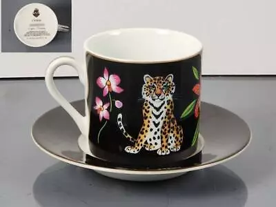 Vintage Lynn Chase Jaguar Jungle 24k Porcelain Flat Demitasse Cup/saucer Set • $40