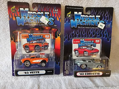 Muscle Machines Race Version '62 Vette  Orange / '63 Corvette Silver • $7