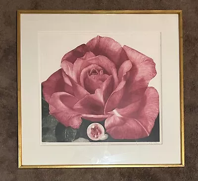 G H Rothe Glass Rose Mezzotint Etching Print Numbered & Signed Framed 34  10/150 • $1250