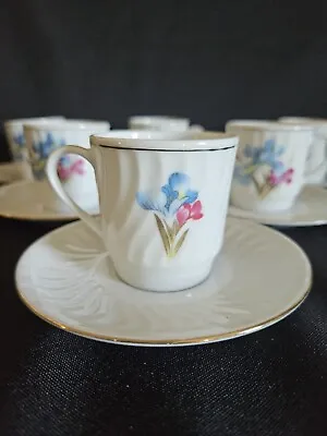 Vintage Mini Tea Cups And Saucers Set Of 6 Delicate Fine Porcelain • $10