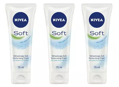 Nivea Soft Face| Body | Hands Refreshingly Moisturising Cream 75 Ml / Pack Of 3 • £9.31