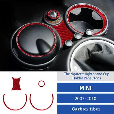 Red Carbon Fiber Lighter Console Control & Cup Holder Trim Cover For Mini Cooper • $13.99