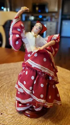 Vtg Spanish Flamenco Dancer Doll & Matador Doll On Wooden Stands • $18.99