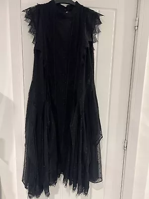 Allsaints Freya All Over Lace Asymmetric Hem Midi Dress Size 12 New With Tags • £160