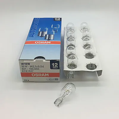 10 X Osram 921 W16W Capless Wedge Brake Stop Light Bulb 955 12v 16w W2.1 X 9.5D • £14.99