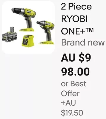 2PC RYOBI ONE+ 18V Cordless Impact Driver & Drill Driver Combo + 4Ah Battery Kit • $299.99