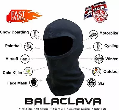 Balaclava Full Face Mask Under Helmet Neck Warmer Motorbike Motorcycle Cycling • £2.99