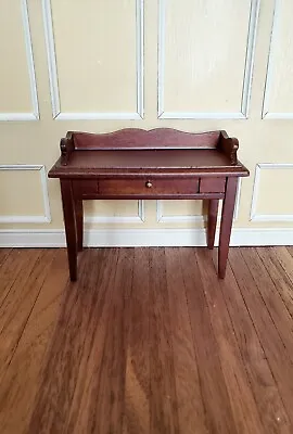 Dollhouse Miniature Writing Desk With Drawer Walnut Finish 1:12 Scale Furniture • $14.99