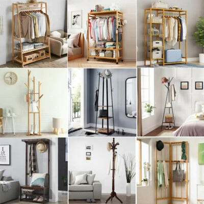 $39.99 • Buy Entryway Hall Tree Coat Rack Clothes Closet Organizer Multi Tier Storage Shelves