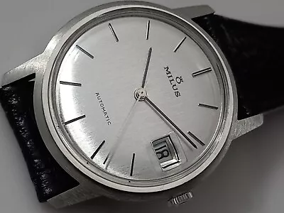 Nos 35mm  1970's S.steel Milus Automatic Date Cal As A.schild 1873 Men's Watch • $549.99