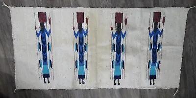 Vtg Native American Navajo Yei Pictorial Woven Textile Rug 60  X 30  Soft Wool • $74.99