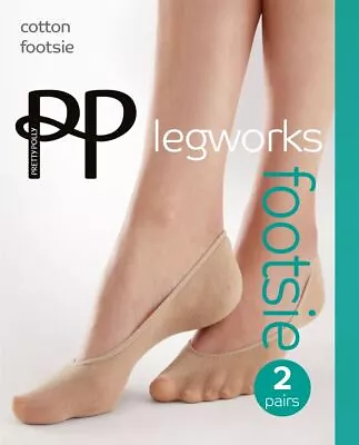 Pretty Polly Cotton Footsies Ladies Low Cut No Show Invisible Socks (2 PACK) • £7.99