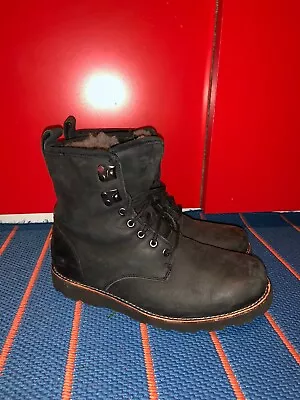 Men UGG Hannen TL Black Original Leather Lace-Up Boots 1008139 SZ 9 M-US • $175