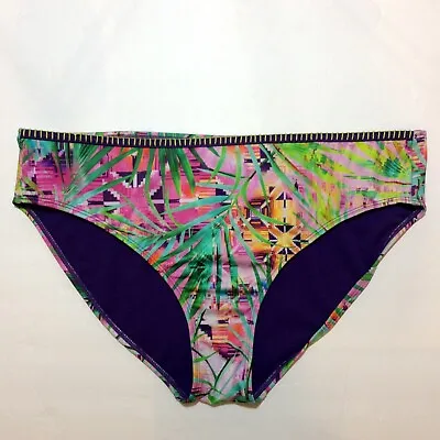 Amoena Women's Miami Swim Bikini Bottom Size 14 Tropical Purple Multicolor • $8.99