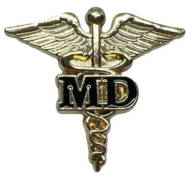 USA Flag  MD  MEDICAL DOCTOR Caduceus Medical Symbol Staff Hat Cap Lapel Pin • $7.77