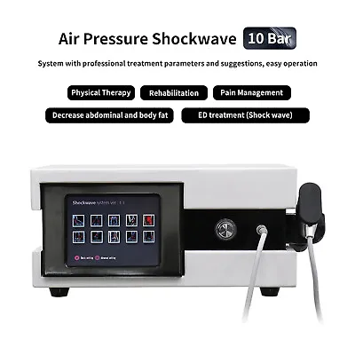 10 Bar ED Shockwave Therapy Machine Pneumatic Shock Wave Treatment Pain Relief • $899