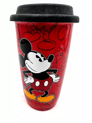 Disney Mickey Mouse Red Sketch Ceramic Coffee Travel Mug • $12