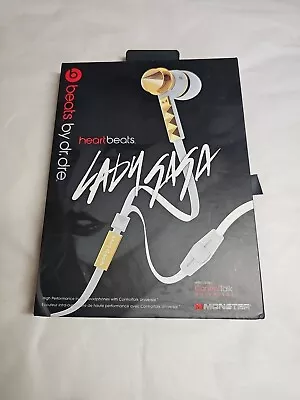 Beats By Dre Heartbeats Lady Gaga Monster Headphones Gold & White Studded CLEAN • $164.99