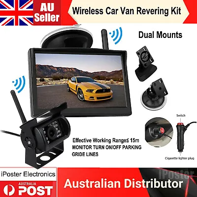 Wireless 5  Monitor Reversing Camera Car Rear View Kit 12v 24v Truckcaravan Van • $74.99