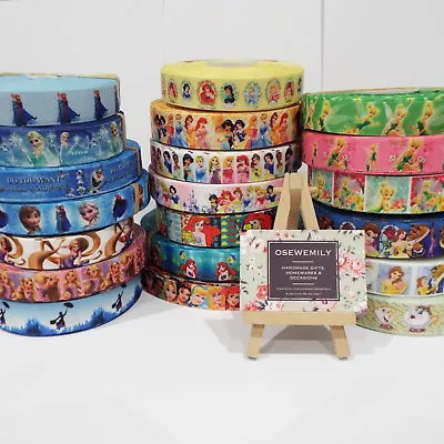 Per Metre Disney / Pixar Princess Grosgrain Ribbon 22/25mm Party Cake/ Hair Bows • £1.49