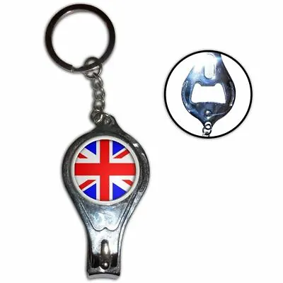 Union Jack UK Flag - Nail Clipper Bottle Opener Metal Key Ring New • £4.99