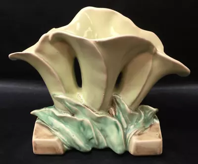 Vintage * Mccoy Art Pottery Ceramic Triple Calla Lily Vase * Planter * Mcm Retro • $21.24