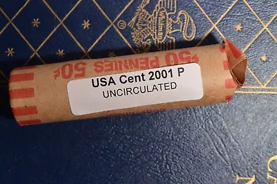 2001 P - USA Small Cents - UNCIRCULATED Roll From Mint Bag (50 Coins) • $8