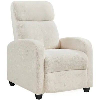 Upholstered Boucle Recliner Sofa Adjustable Reclining Chair Living Room Ivory • £114.99