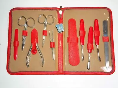 Vintage 10 Piece Manicure Set By Crossed Palms Stahl Solingen Germany • $69.99