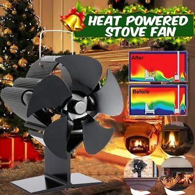 5 Blades Stove Fan Fireplace Fan Log Burner Fan Heat Powered Wood Burner Eco Fan • £11.90