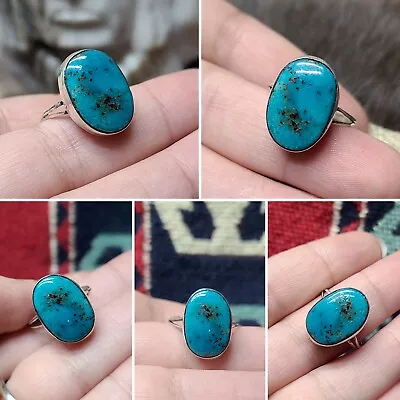 NATIVE AMERICAN Sterling Silver Natural Blue Morenci Turquoise Ring  Size:8.25 • $150