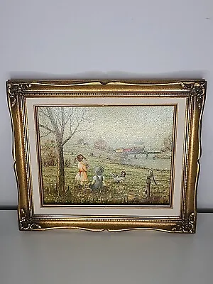 C.Carson Framed Framed Original Signed Oil Painting 2 Children And Train 8x10 • $49.95